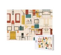 Phayah Rompecabezas moderno de mediados de siglo para adultos, 300 piezas. Decoración del hogar, fiesta de cumpleaños para hombres y mujeres, 15.7 x 11 pulgadas