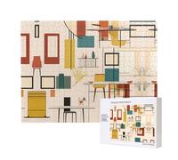 Phayah Rompecabezas moderno de mediados de siglo para adultos, 500 piezas. Decoración del hogar, fiesta de cumpleaños para hombres y mujeres, 20.4 x 15 pulgadas