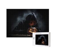 Phayah Rompecabezas secreto de lámpara de calabaza, 300 piezas, rompecabezas de madera para familiares, amigos, decoración del hogar, arte de pared, 15.7 x 11 pulgadas