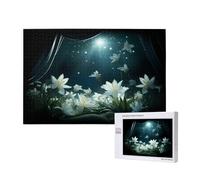 Phayah Rompecabezas único con patrón de flor en la luz de la luna para decoración del hogar, 1000 piezas