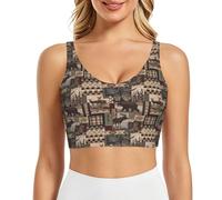 PHAYAH Rústico Lodge Bear Prin - Sujetadores deportivos para mujer, chaleco de yoga, camiseta sin mangas para entrenamiento, fitness, pilates, danza, Negro, XXL