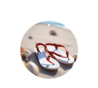 Phayah Sandals On The Beach - Ambientador de fragancia para coche, aroma de lavanda, forma redonda, para colgar, para el interior del coche, 4 unidades