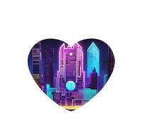 Phayah Sci-Fi - Ambientador de fragancia para coche, diseño de ciudad, aroma de lavanda, en forma de corazón, para colgar en el interior del coche, 4 unidades