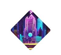 Phayah Sci-Fi City Pattern - Ambientador cuadrado para colgar en el coche, 4 unidades, aroma a lavanda