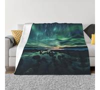 PHAYAH Sea Under The Aurora Borealis - Manta con estampado de aire acondicionado para sofá, cama, silla, dormitorio, regalo, viajes, sala de estar, 40 x 30 pulgadas