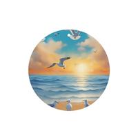 Phayah Seagulls By The Sea Pattern - Ambientador de fragancia para el interior del coche, aroma de lavanda, forma redonda, 4 unidades