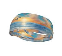 Phayah Seagulls by The Sea Pattern - Diadema deportiva adecuada para correr, yoga, baloncesto, banda elástica para la humedad
