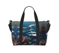 Phayah Sharks Under The Sea - Bolsa de viaje para fin de semana, gimnasio, para mujeres y niñas, resistente al agua, color negro, talla única, Negro, One Size