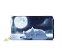 PHAYAH Sleeping Fox Under The Moon - Cartera de piel para mujer, tarjetero, cartera larga para mujer