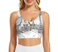 PHAYAH Small Town House Prin - Sujetadores deportivos para mujer, chaleco de yoga, camiseta sin mangas para entrenamiento, fitness, pilates, danza, Negro, 3XL