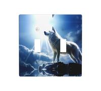Phayah Snow Wolf at The Peak - Placas decorativas para interruptor de luz de doble palanca para baño, dormitorio, cocina, 4.5 x 4.5 pulgadas