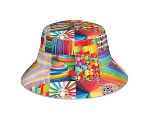 PHAYAH Sombrero de pescador con estampado de rompecabezas colorido, sombrero de pescador, sombrero de pescador reflectante de ala ancha para pesca, senderismo, playa, color negro