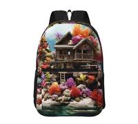 PHAYAH Strange Planet Space Pattern - Bolsa ligera para laptop de 17 pulgadas para niñas y mujeres, mochila informal para el regreso a la escuela, Chalet junto al mar, Taille unique