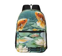 PHAYAH Strange Planet Space Pattern - Bolsa ligera para laptop de 17 pulgadas para niñas y mujeres, mochila informal para el regreso a la escuela, Goldfish and Lotus, Taille unique