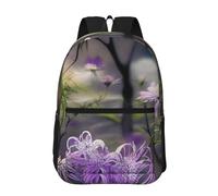 PHAYAH Strange Planet Space Pattern - Bolsa ligera para laptop de 17 pulgadas para niñas y mujeres, mochila informal para el regreso a la escuela, Flores moradas en flor, Taille unique
