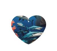 Phayah Submarine Shark Coral Pattern Lavender Aroma Car Aroma Heart Shape Hanging Fragrance Tablet Car Interior Fragrance Freshener 6p