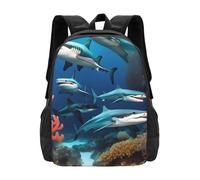 PHAYAH Submarine Shark - Mochila con patrón de coral de 41,9 cm, 18 l, gran capacidad, correas de hombro ajustables, bolsa simple para todos