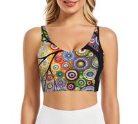 PHAYAH Sujetadores deportivos con estampado de árbol de la vida para mujer, chaleco de yoga, almohadillas extraíbles para ejercicio, fitness, pilates, danza, Negro, XL