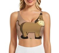 PHAYAH Sujetadores deportivos con estampado de burro de dibujos animados para mujer, chaleco de yoga, camiseta sin mangas para entrenamiento, fitness, pilates, danza, Negro, S