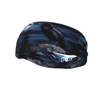 Phayah Sweatbands Raven in The Night Pattern - Diademas absorbentes anchas para baloncesto, fútbol, ciclismo, correr, yoga