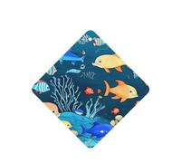 Phayah Tarjetas cuadradas de ambientadores para coche, 6 unidades, azul bajo el agua, diseño de mundo de peces, tabletas de aromaterapia automáticas, tarjeta perfumada para colgar, aroma a lavanda