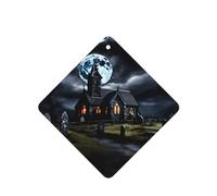 Phayah Tarjetas cuadradas de ambientadores para coche, 6 unidades, diseño de cabaña en el cementerio, tabletas de aromaterapia, tarjeta perfumada colgante, aroma a lavanda que elimina el olor