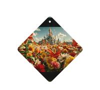 Phayah Tarjetas cuadradas de ambientadores para coche, 6 unidades, diseño de flores de castillo, diseño de mar, tabletas de aromaterapia automáticas, tarjeta perfumada para colgar, aroma a lavanda