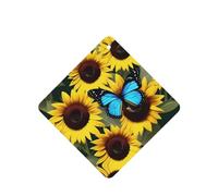Phayah Tarjetas cuadradas de ambientadores para coche, 6 unidades, diseño de mariposa azul sobre girasol, tarjetas aromáticas para colgar, aroma a lavanda que elimina el olor