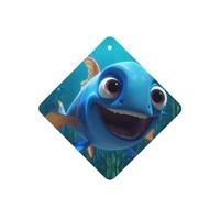 Phayah Tarjetas cuadradas de ambientadores para coche, 6 unidades, diseño de pez azul con boca grande, tabletas de aromaterapia automáticas, tarjeta perfumada para colgar, aroma a lavanda