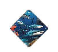 Phayah Tarjetas cuadradas de ambientadores para coche, 6 unidades, diseño de tiburón submarino, con patrón de coral, tabletas de aromaterapia automáticas, tarjeta perfumada para colgar, aroma a