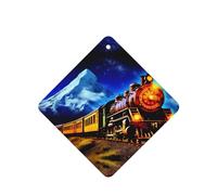 Phayah Tarjetas cuadradas de ambientadores para coche, 6 unidades, patrón colorido de tren de vapor, tabletas de aromaterapia para colgar, tarjeta perfumada, aroma a lavanda