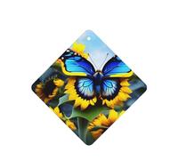 Phayah Tarjetas cuadradas para ambientadores de coche, 6 unidades, diseño de girasol, azul, mariposa, tabletas de aromaterapia, tarjeta perfumada para colgar, aroma a lavanda