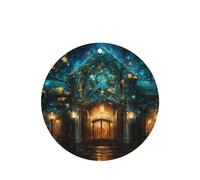 Phayah Tarjetas de ambientadores de coche de forma redonda, 6 unidades, con patrón de castillo azul, tabletas de aromaterapia para colgar, tarjeta perfumada - aroma a lavanda