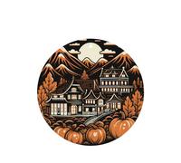 Phayah Tarjetas de ambientadores de coche de forma redonda, 6 unidades, diseño de pueblo de Halloween, tabletas de aromaterapia automáticas, tarjeta perfumada para colgar, aroma a lavanda