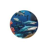 Phayah Tarjetas de ambientadores de coche de forma redonda, 6 unidades, diseño de tiburón submarino, con patrón de coral, tabletas de aromaterapia automáticas, tarjeta perfumada para colgar, aroma a