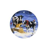 Phayah Tarjetas de ambientadores de coche de forma redonda, 6 unidades, diseño de vaca de nieve, tarjetas de aromaterapia, para colgar, aroma a lavanda que elimina el olor