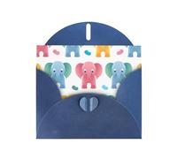 PHAYAH Tarjetas de felicitación de plástico con diseño de elefante, 10 unidades, con sobres azules para Navidad, aniversarios de boda e invitaciones de fiesta