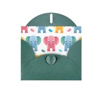 PHAYAH Tarjetas de felicitación de plástico con diseño de elefante, 10 unidades, con sobres de color verde oscuro para Navidad, aniversarios de boda e invitaciones de fiesta