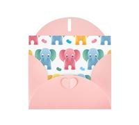 PHAYAH Tarjetas de felicitación de plástico con diseño de elefante, 10 unidades, con sobres rosas para Navidad, aniversarios de boda e invitaciones de fiesta