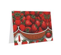 PHAYAH Tarjetas de felicitación en blanco con bonito patrón de fresas con sobres, 10 x 15 cm, tarjetas de agradecimiento para Navidad, vacaciones, cumpleaños, graduación, aniversario, color gris