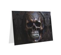 PHAYAH Tarjetas de felicitación en blanco con diseño de calavera de color cobre con sobres, 10 x 15 cm, tarjetas de agradecimiento para Navidad, vacaciones, cumpleaños, graduación, aniversario, color