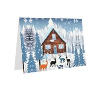 PHAYAH Tarjetas de felicitación en blanco con diseño de cervatillo de invierno con sobres, 10 x 15 cm, tarjetas de agradecimiento para Navidad, vacaciones, cumpleaños, graduación, aniversario, color