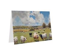 PHAYAH Tarjetas de felicitación en blanco con diseño de granja enorme con sobres, 10 x 15 cm, tarjetas de agradecimiento para Navidad, vacaciones, cumpleaños, graduación, aniversario, color gris