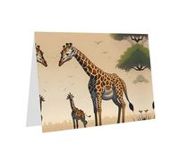 PHAYAH Tarjetas de felicitación en blanco con diseño de jirafa para madre e hijo con sobres, 10 x 15 cm, tarjetas de agradecimiento para Navidad, vacaciones, cumpleaños, graduación, aniversario, color