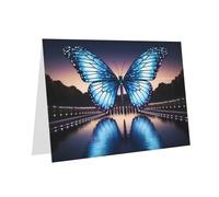 PHAYAH Tarjetas de felicitación en blanco con diseño de mariposa gigante en el agua con sobres, 10 x 15 cm, tarjetas de agradecimiento para Navidad, vacaciones, cumpleaños, graduación, aniversario