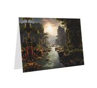 PHAYAH Tarjetas de felicitación en blanco con diseño de montañas y ríos con sobres, 10 x 15 cm, tarjetas de agradecimiento para Navidad, vacaciones, cumpleaños, graduación, aniversario, color gris