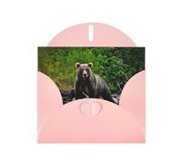 PHAYAH Tarjetas de felicitación en blanco con diseño de oso marrón con sobres, 10 x 15 cm, tarjetas de agradecimiento para Navidad, vacaciones, cumpleaños, graduación, aniversario, color rosa