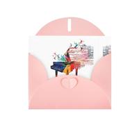 PHAYAH Tarjetas de felicitación en blanco con diseño de teclado de piano colorido con sobres, tarjetas de agradecimiento de 4 x 6 pulgadas, para Navidad, vacaciones, cumpleaños, graduación