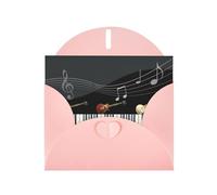 PHAYAH Tarjetas de felicitación en blanco con patrón de guitarra y piano con sobres, 10 x 15 cm, tarjetas de agradecimiento para Navidad, vacaciones, cumpleaños, graduación, aniversario, color rosa