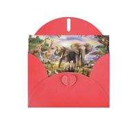 PHAYAH Tarjetas navideñas con diseño de animales salvajes, ideales para Navidad, aniversarios de boda e invitaciones de fiesta, sobres rojos a juego
